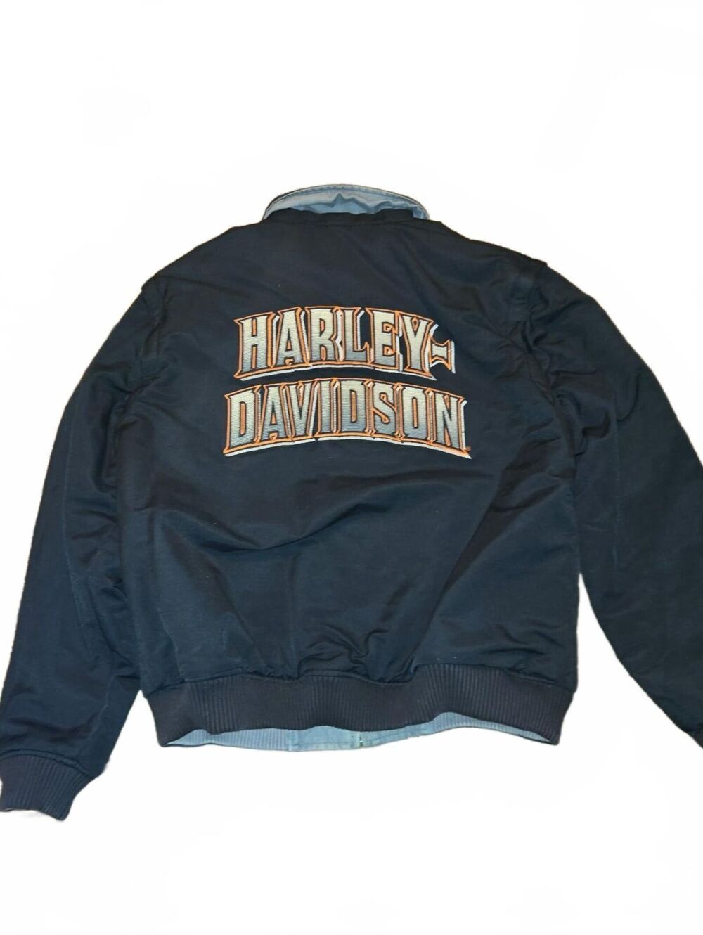 Vintage Harley Davidson Reversible Bomber Jacket Black Men's XL Embroidered y2k